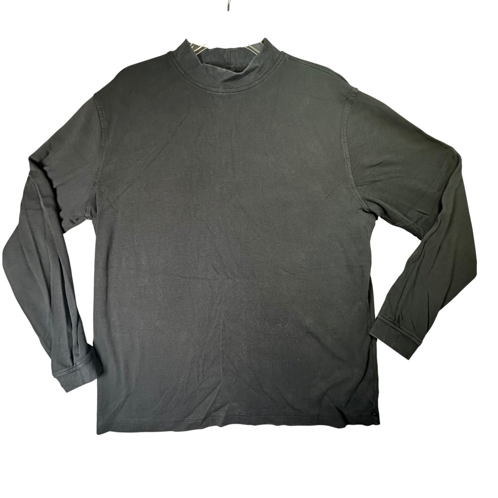Croft & Barrow Mock Neck Long Sleeve Shirt Basic Minimalist Sz M Black Layering